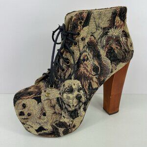 Jeffrey Campbell Dog Tapestry Booties Sz 7.5 Lita Platform Boots
